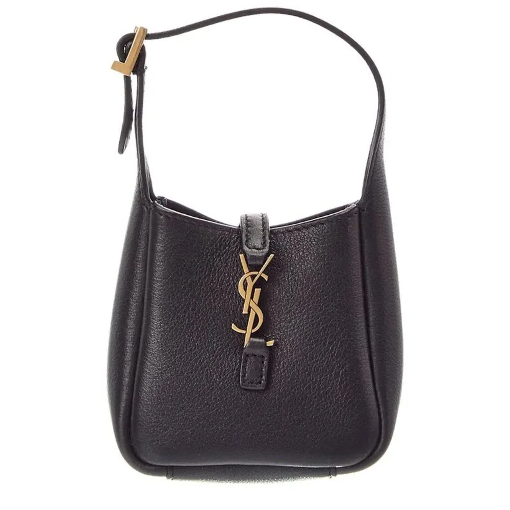 Saint Laurent Le 5 A 7 Micro Leather Hobo Bag, Black